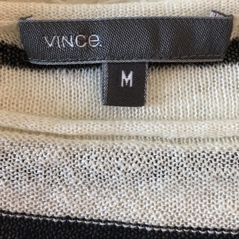 VINCE Mixed Stripe Boatneck Linen Sweater M - Picture 4 of 7